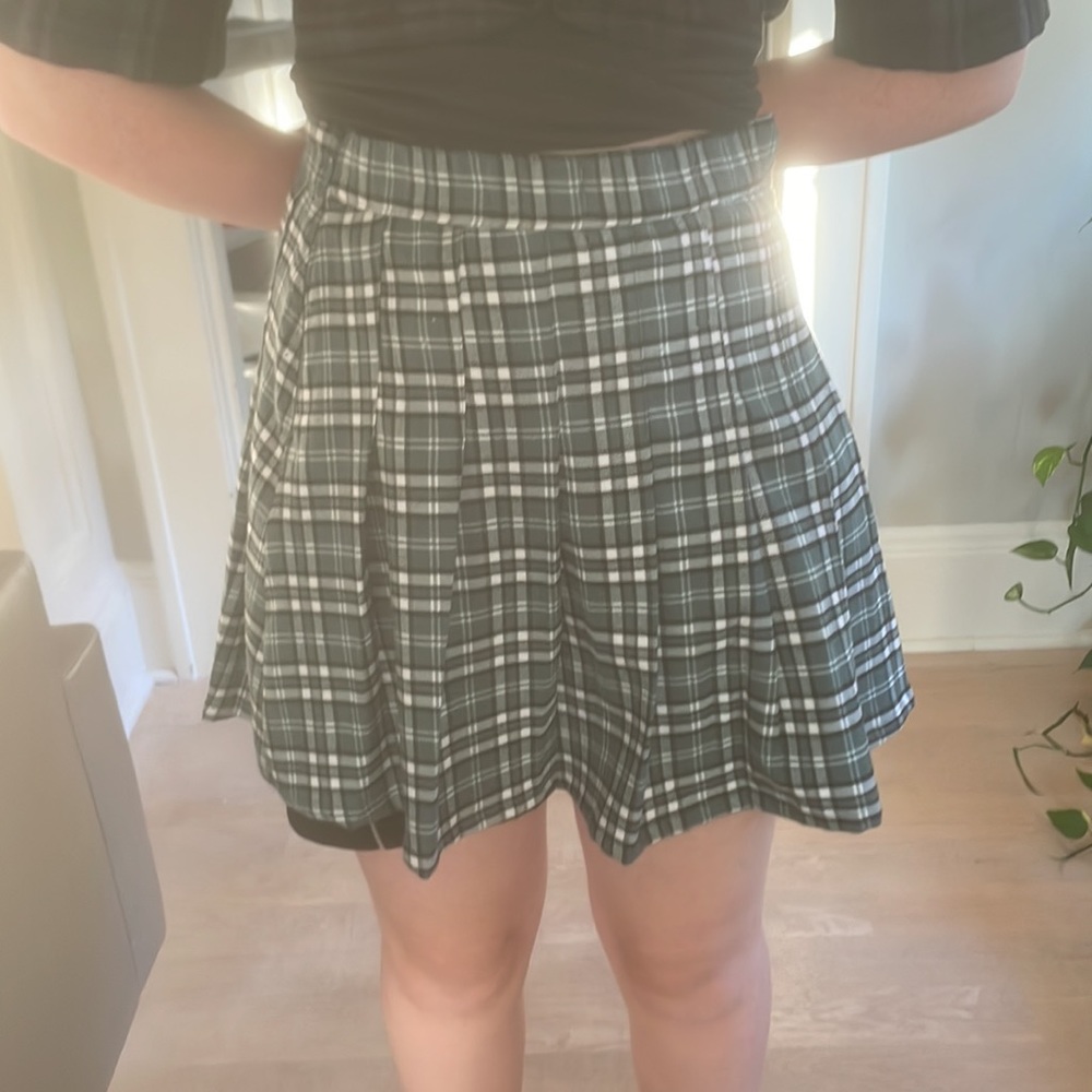 Plaid turquoise skirt preppy
